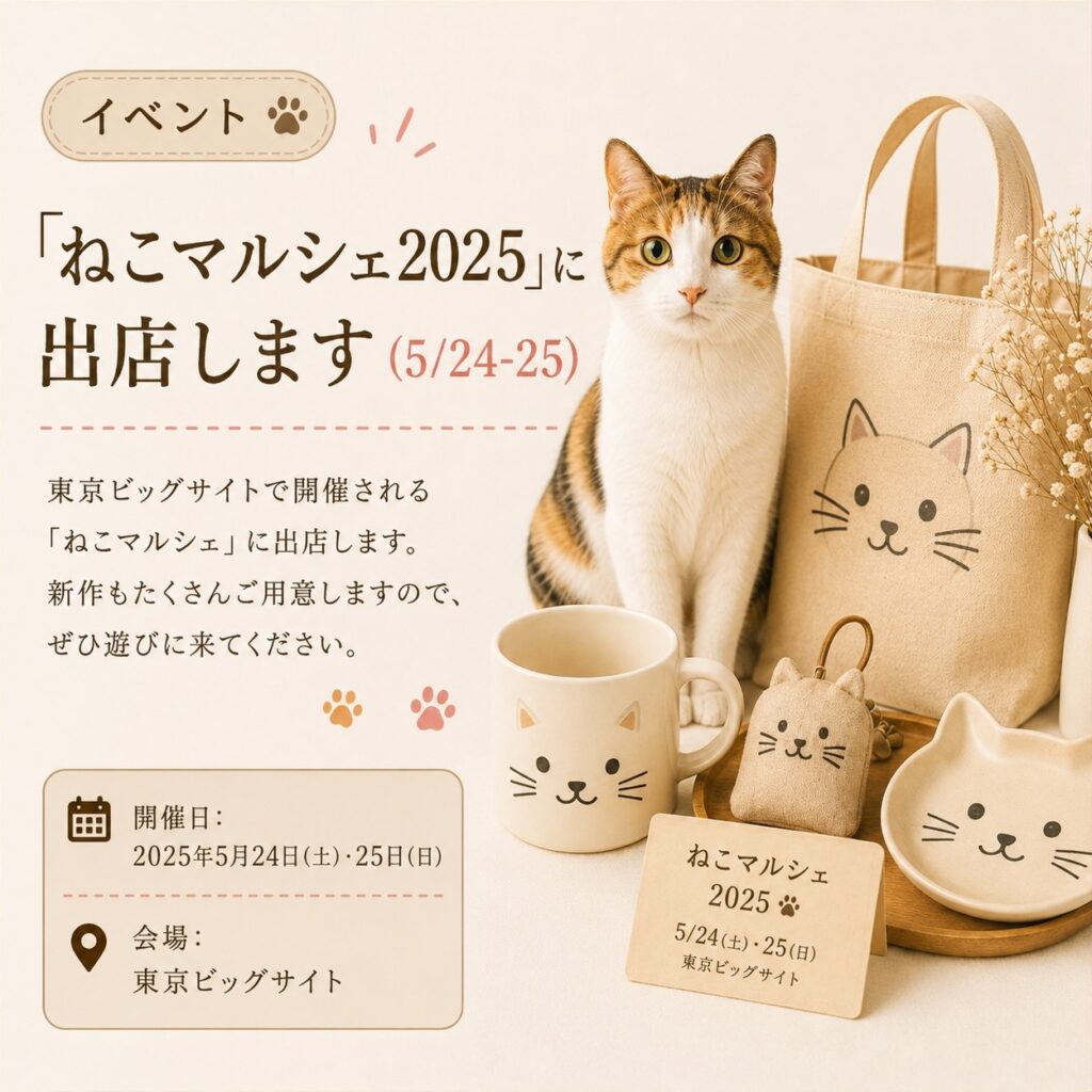 「ねこマルシェ2025」に出店します（5/24-25）