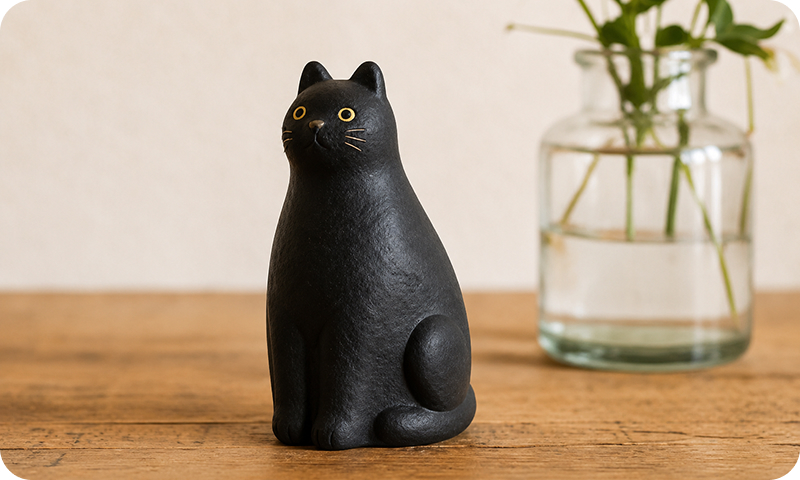 黒ねこの一輪挿し